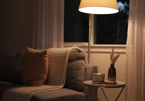 Soft evening light in a cozy room